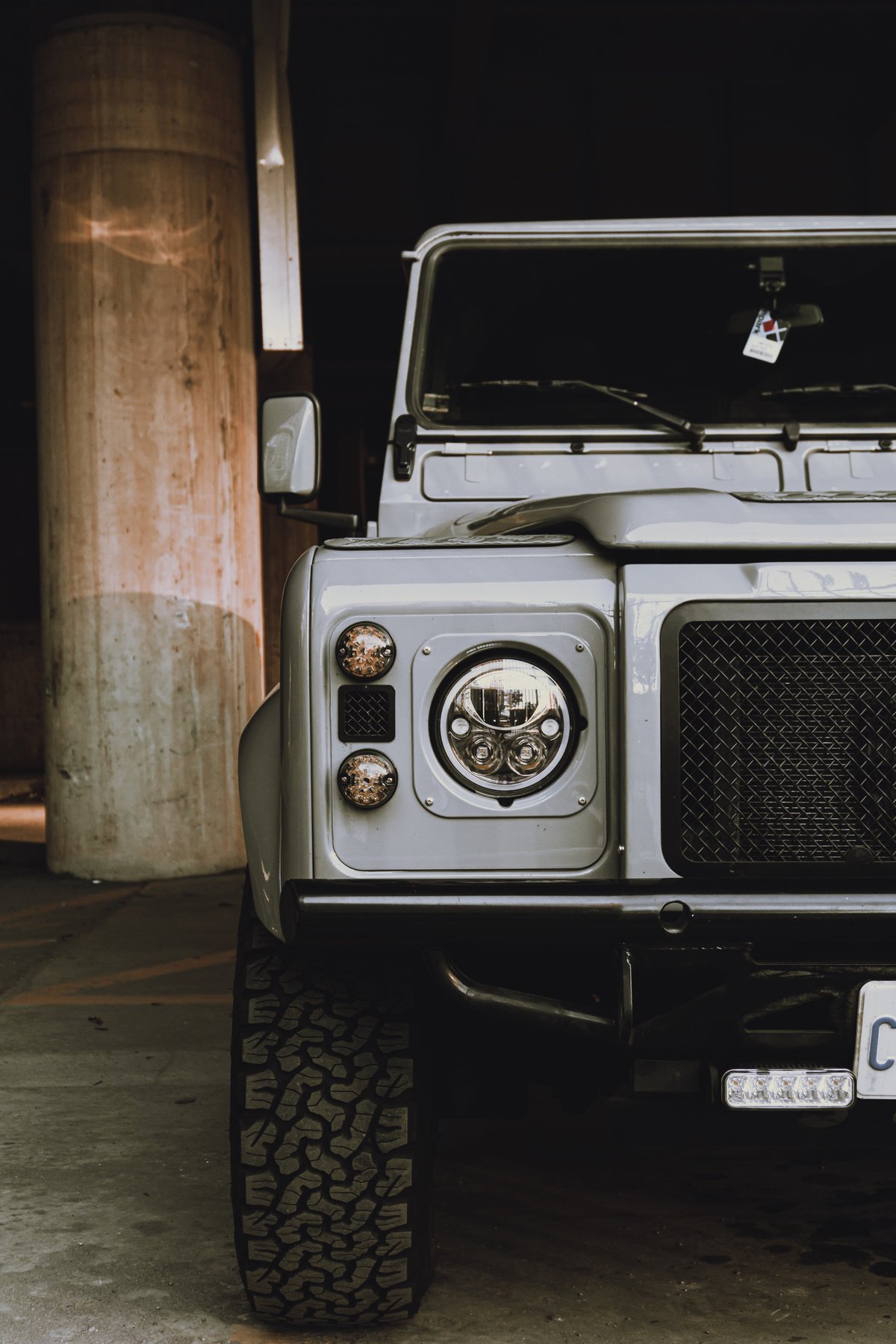Gray Land Rover Defender